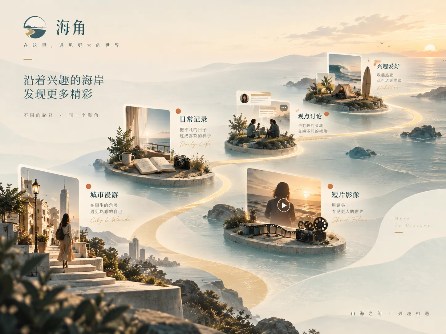 城市傍晚的步行片段